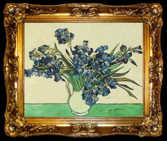 framed  Vincent Van Gogh Vase with Irises, ta009-2